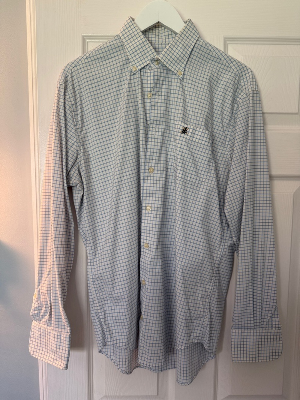 Peter Millar Light Blue Windowpane Dress Shirt